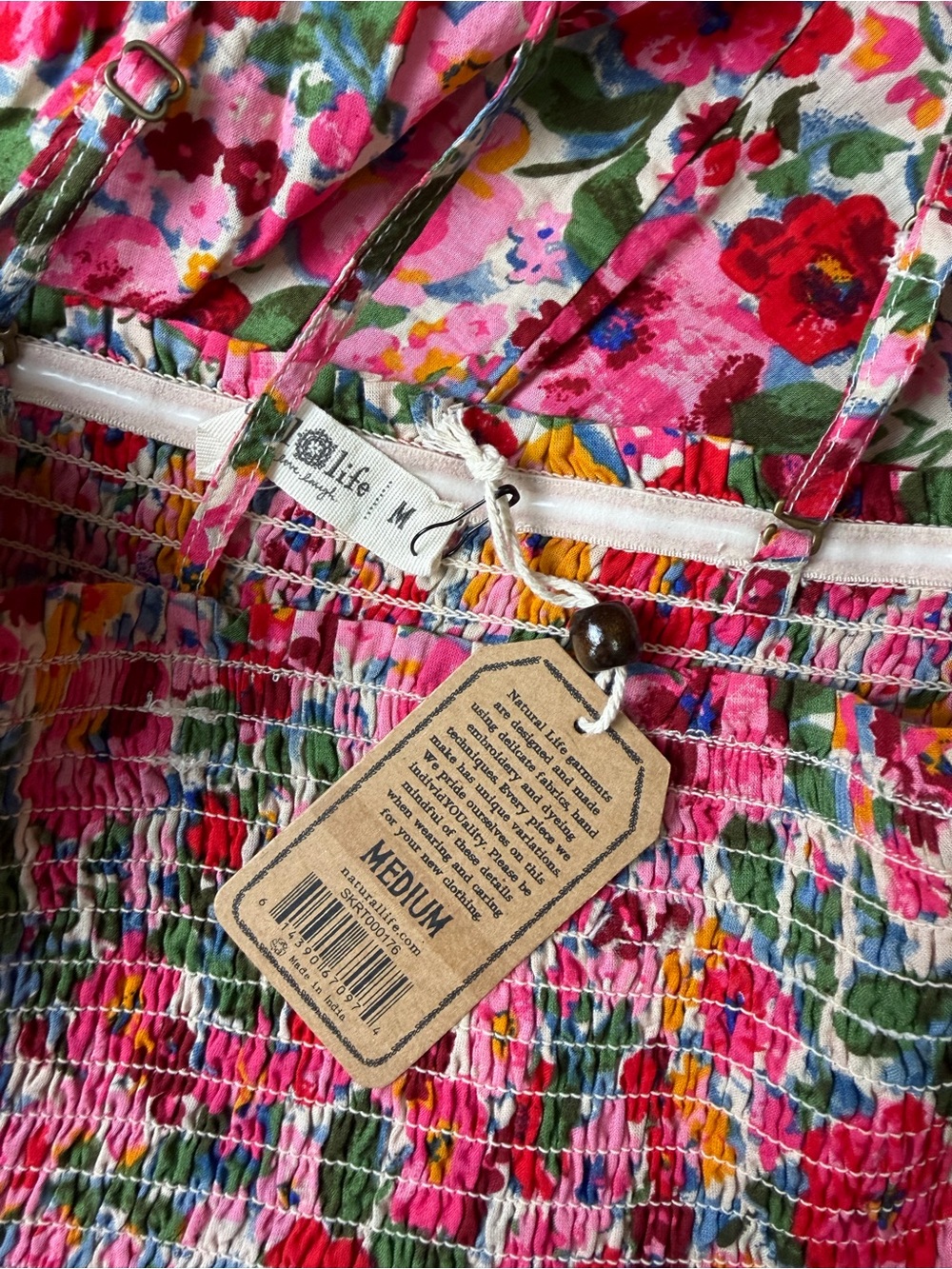 NATURAL LIFE Pink Floral Midi Dress Maxi Skirt Convertible Medium NWT Cotton - Picture 10 of 11